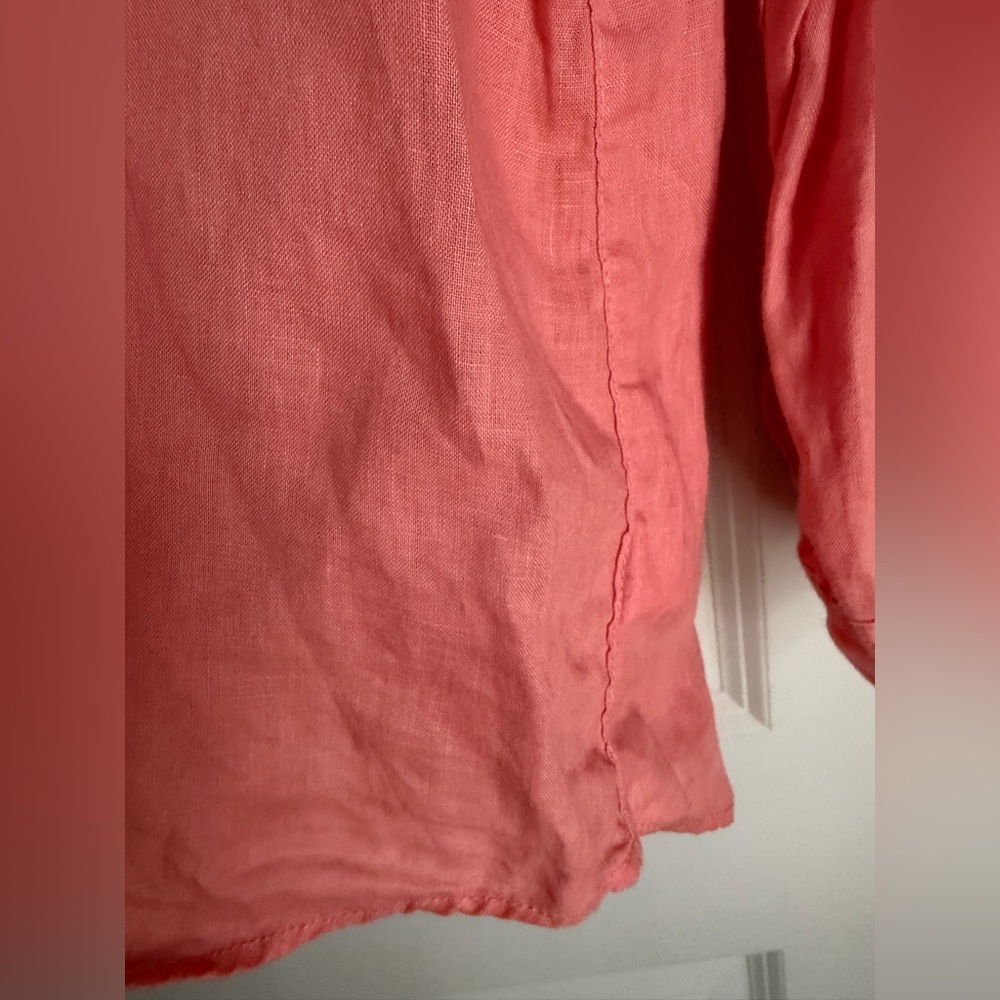 Sigrid Olsen Beautiful Linen Coral Button-Down Shirt size medium - Picture 6 of 9